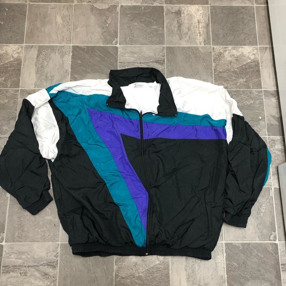 Mens Vintage 9s Color Block Windbreaker 